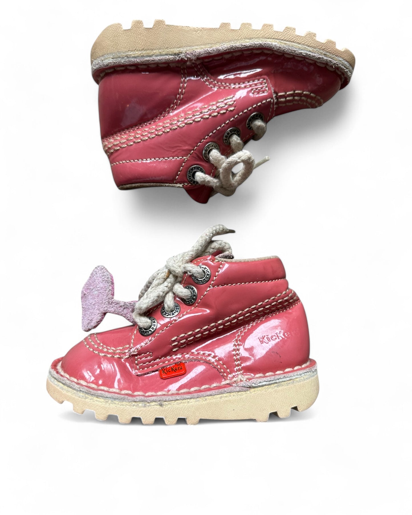 Kickers vintage toddler boot in pink patent leather (UK5/EU21)