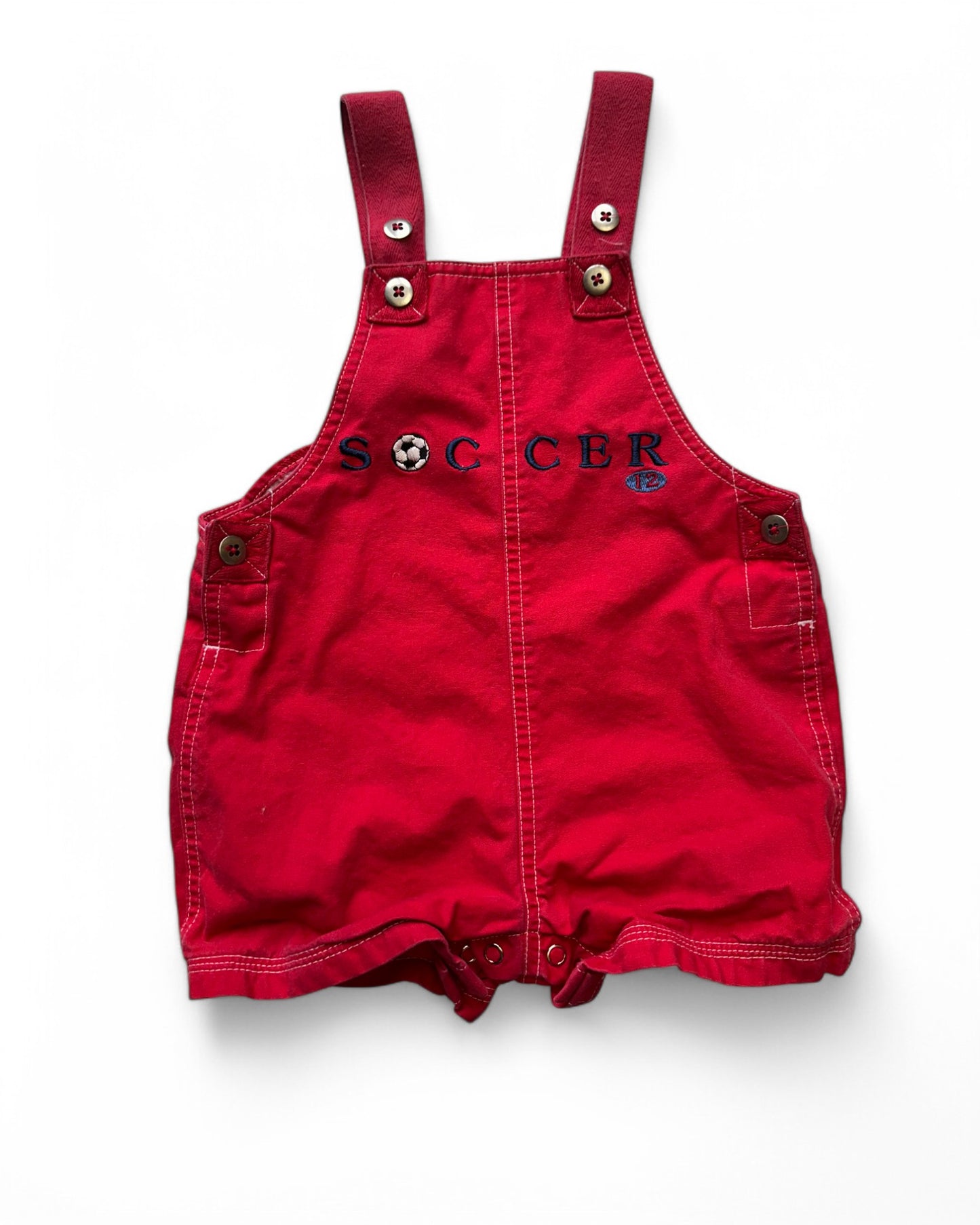 Vintage Circo 'Soccer' short red cotton toddler dungarees