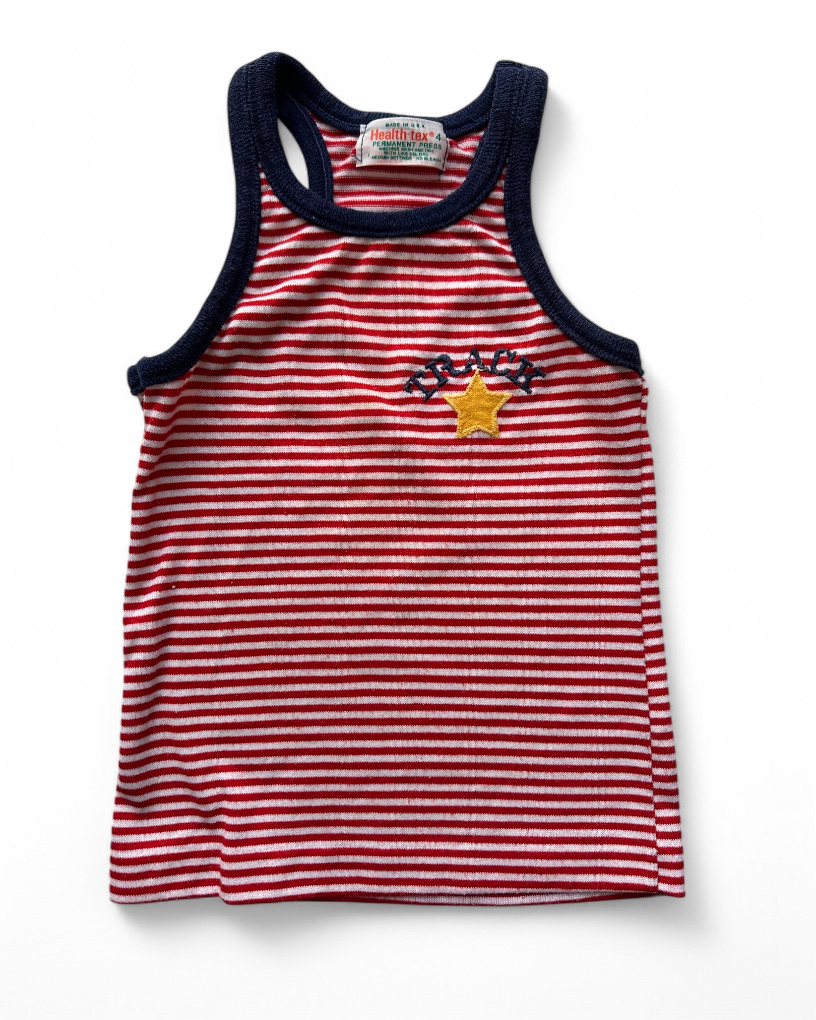 Vintage red and white striped cotton track vest