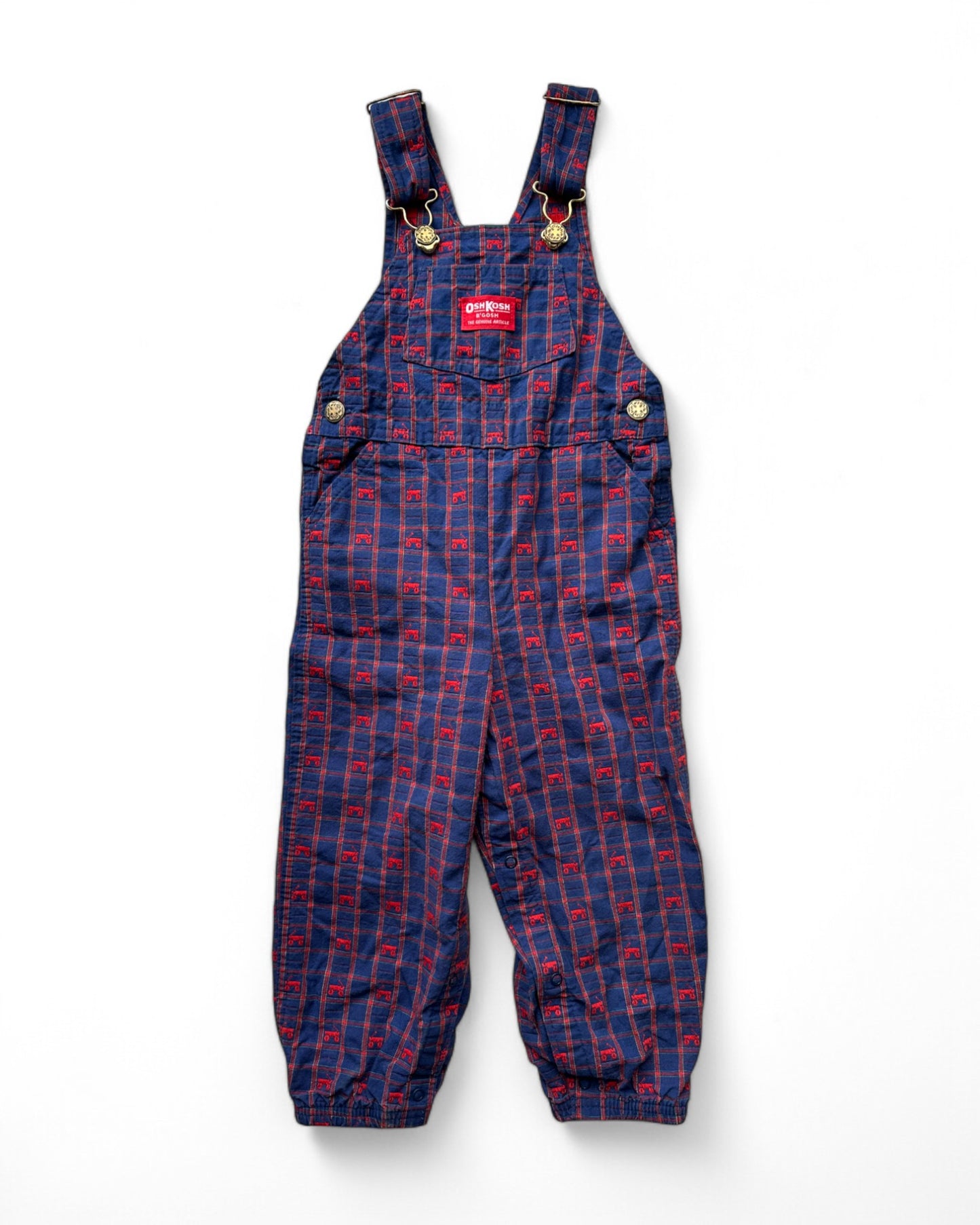 Oshkosh B'Gosh vintage navy cotton embroidered train dungarees