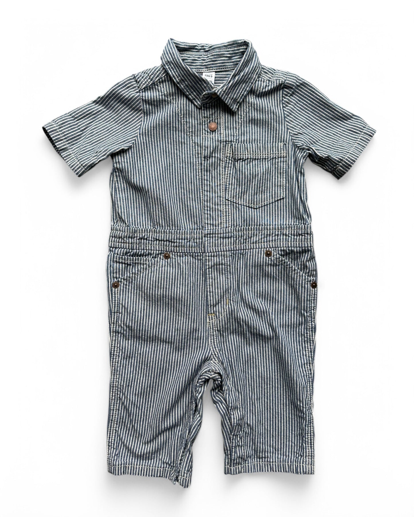 Baby Gap hickory striped toddler boilersuit