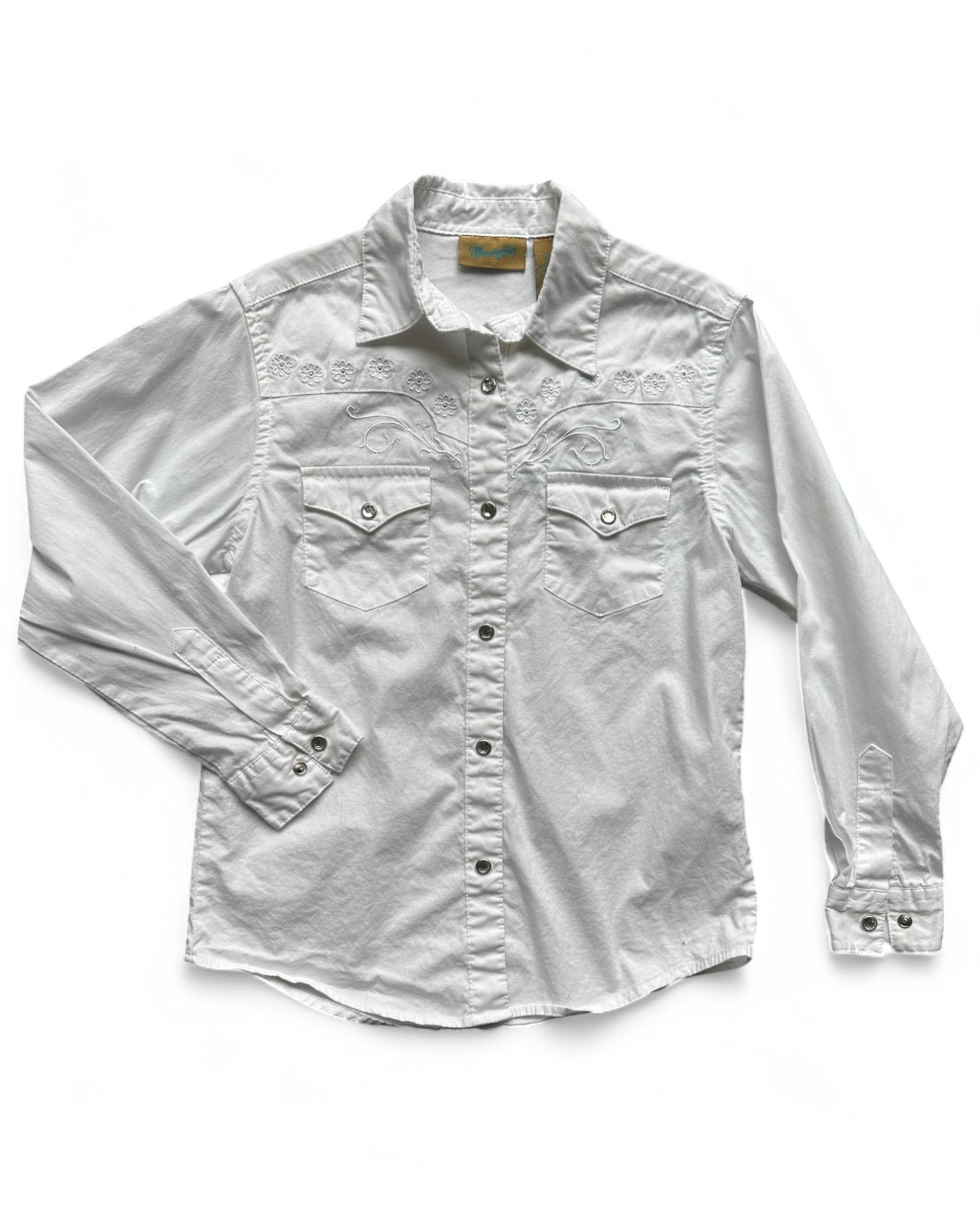 Vintage Wrangler western kids white cotton shirt