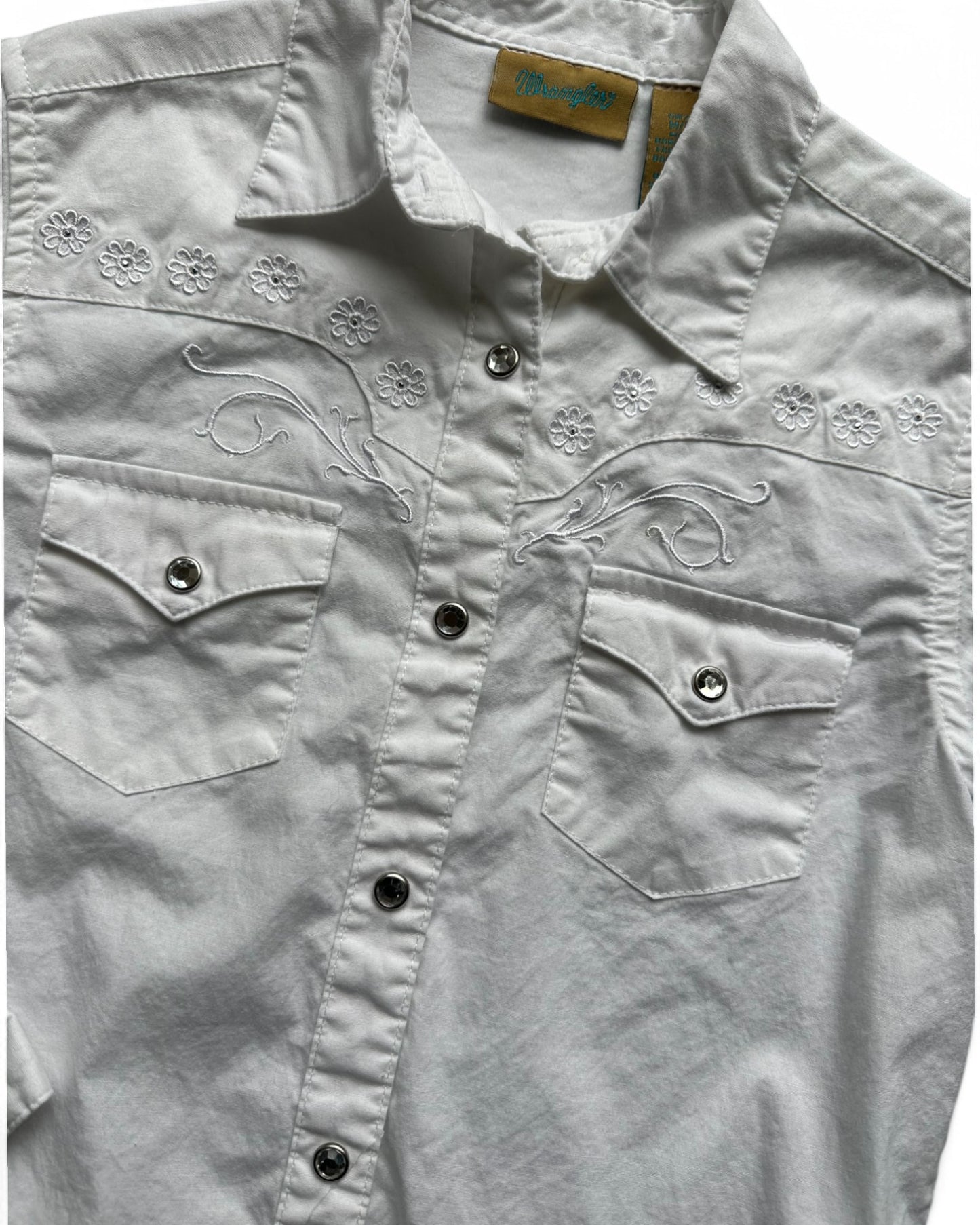 Vintage Wrangler western kids white cotton shirt