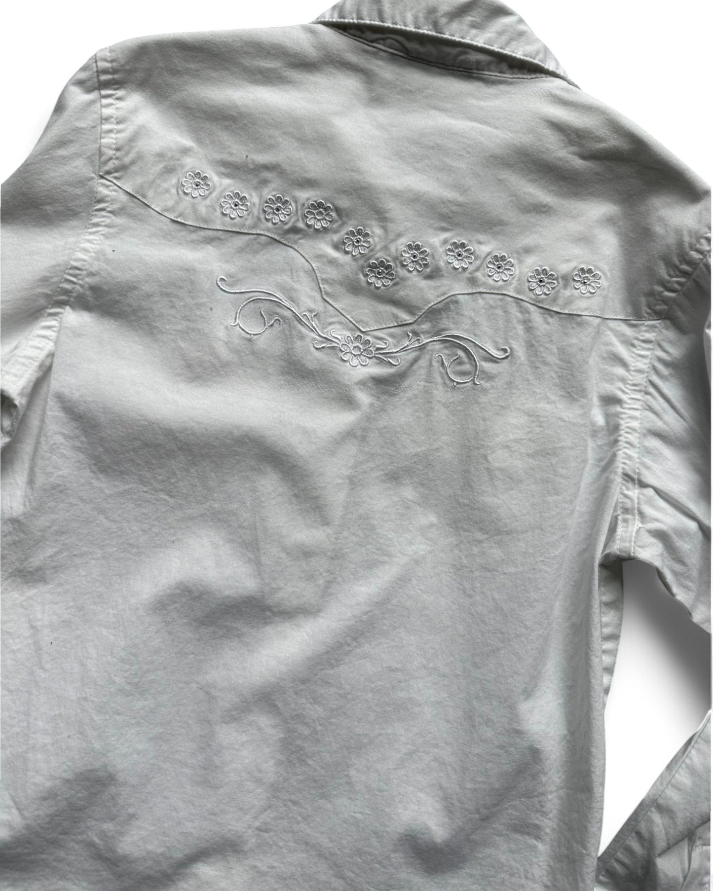 Vintage Wrangler western kids white cotton shirt
