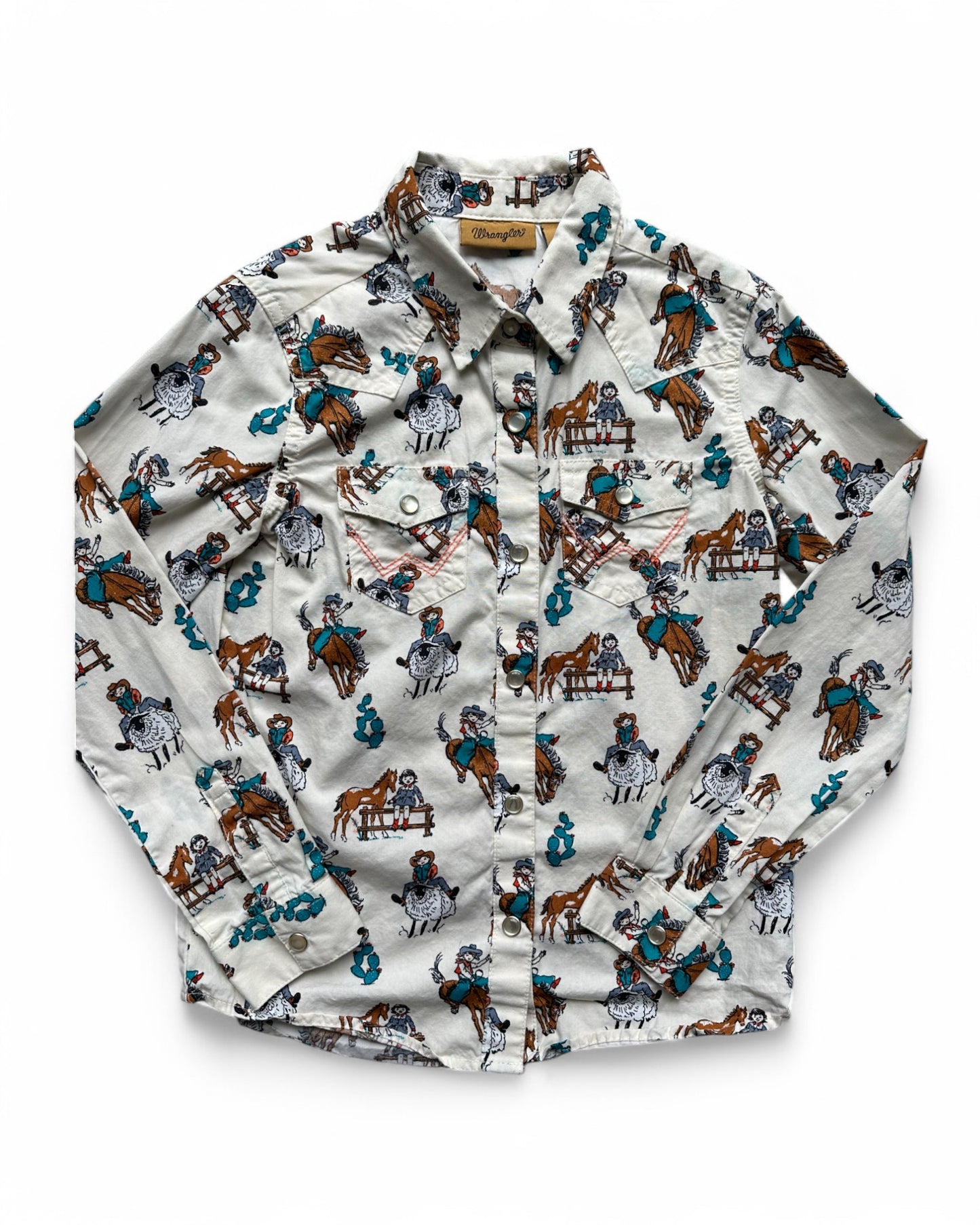 Vintage Wrangler cowboy print western kids shirt