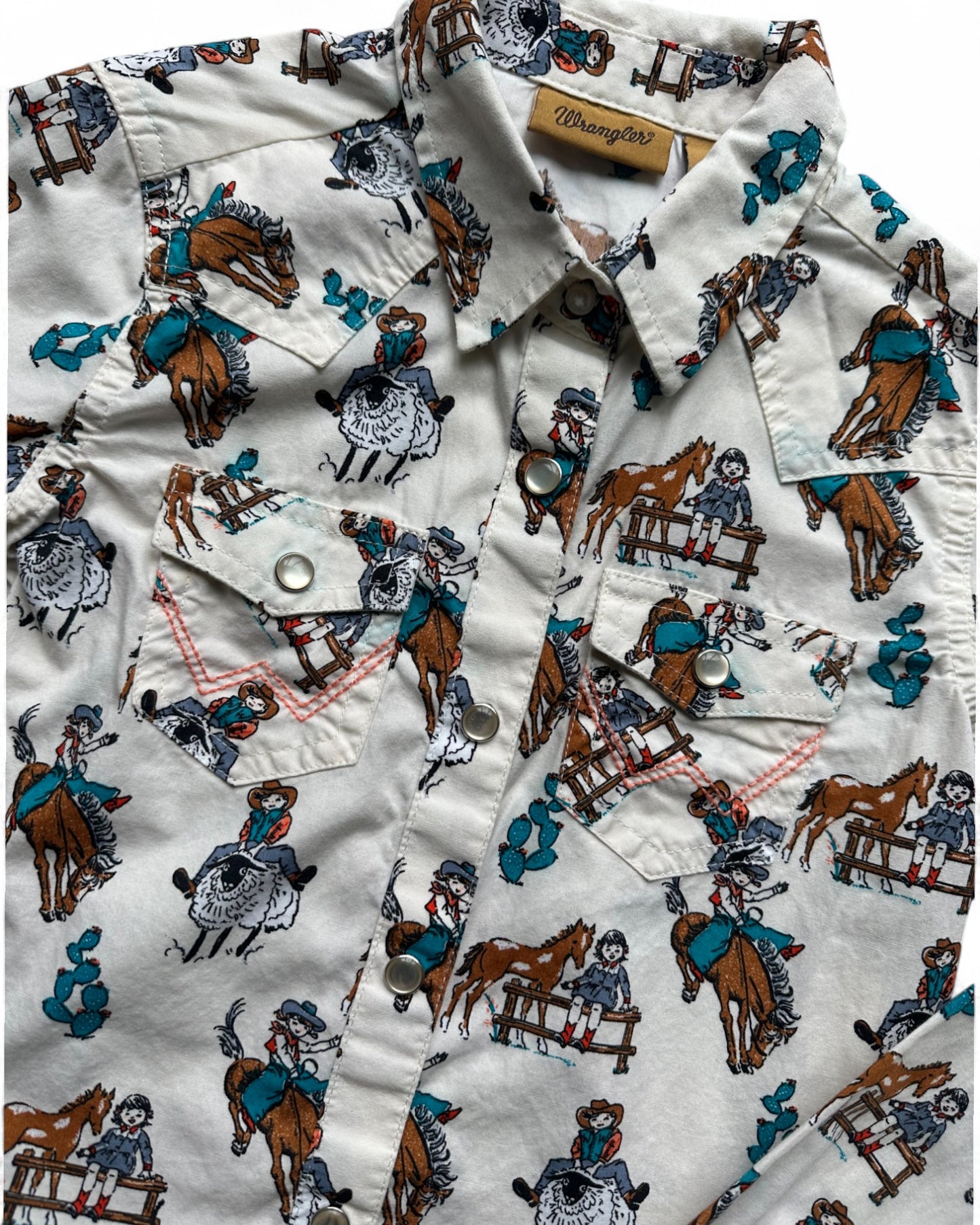 Vintage Wrangler cowboy print western kids shirt