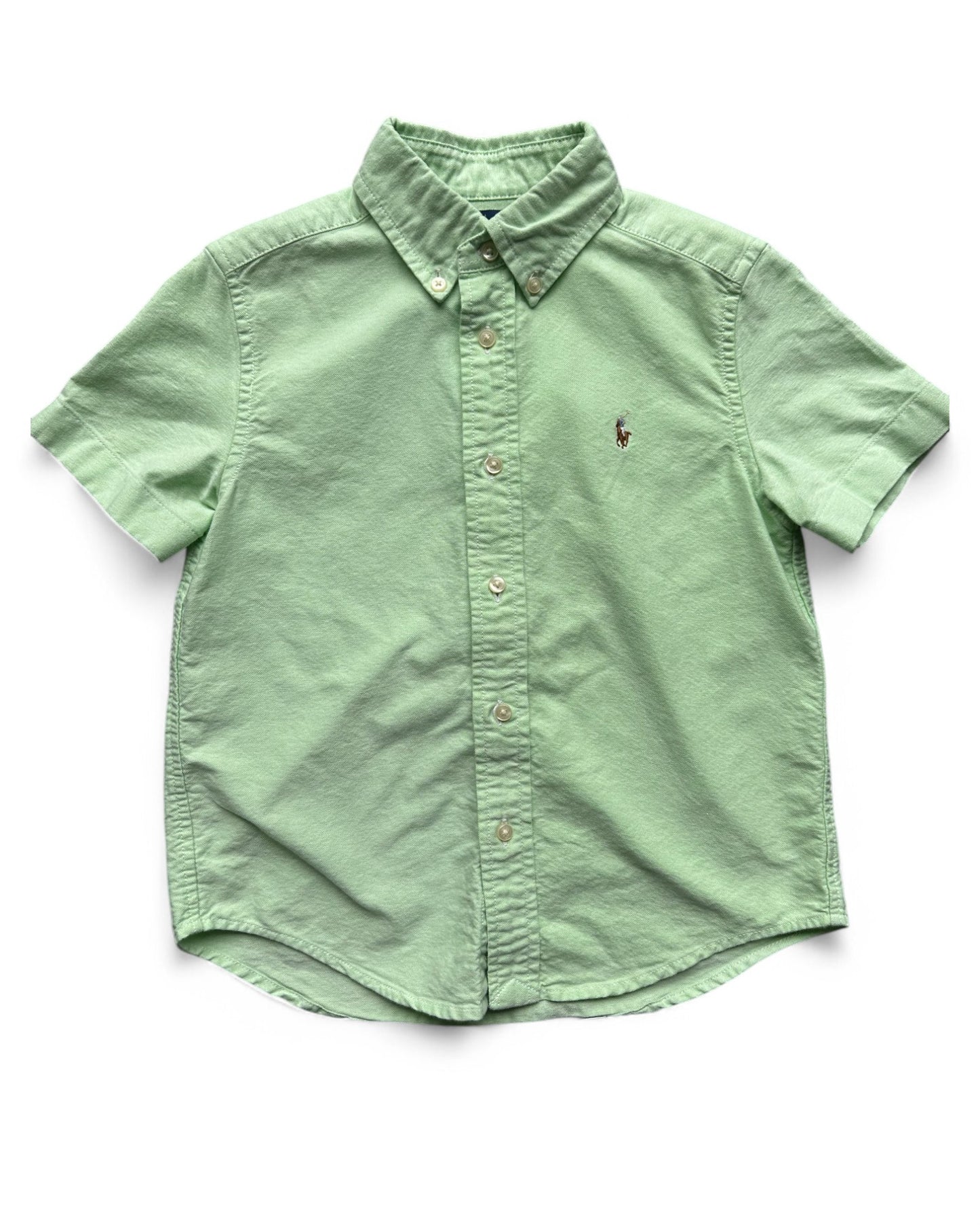 Polo Ralph Lauren icon logo short sleeve oxford kids shirt in lime green