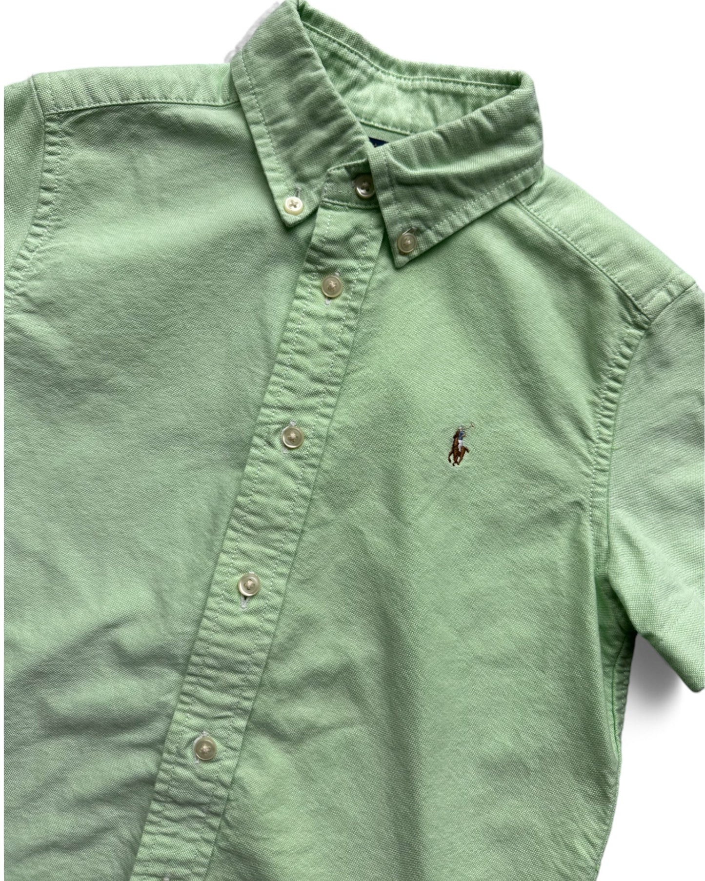 Polo Ralph Lauren icon logo short sleeve oxford kids shirt in lime green