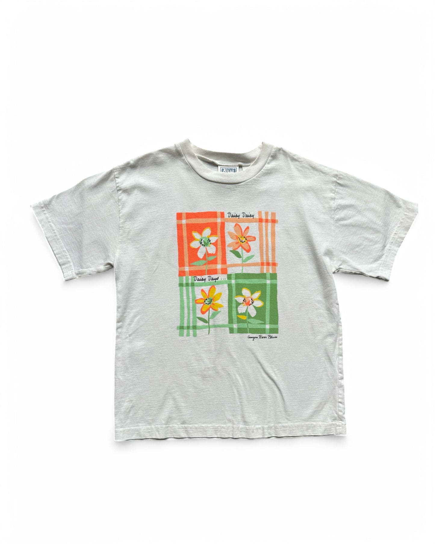 Vintage Canyon River Blues daisy print kids t shirt