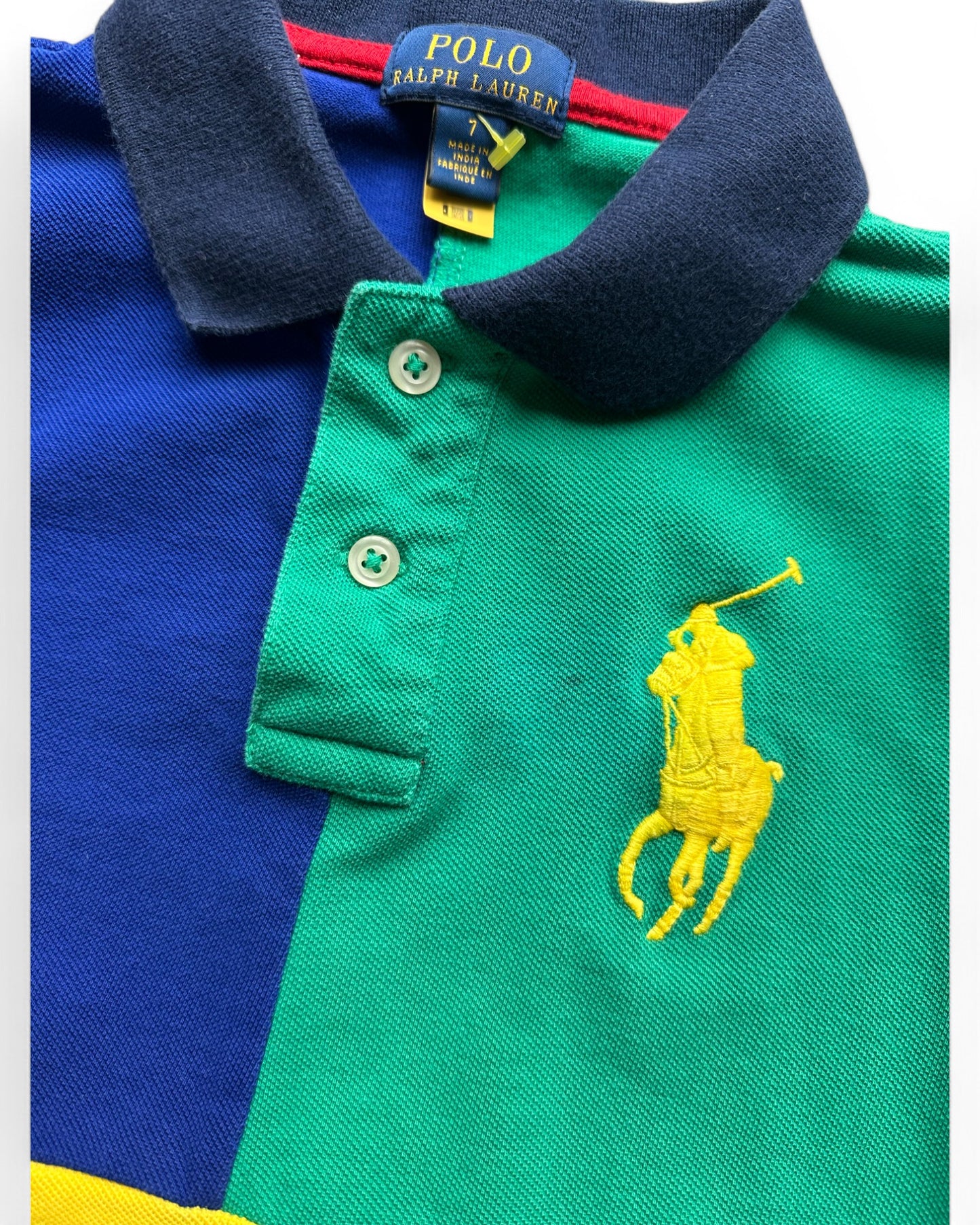 Polo Ralph Lauren colourblock cotton mesh kids polo shirt
