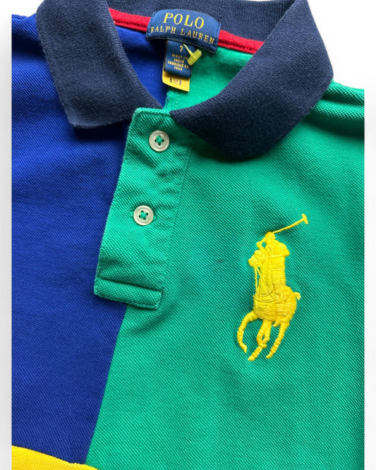 Polo Ralph Lauren colourblock cotton mesh kids polo shirt