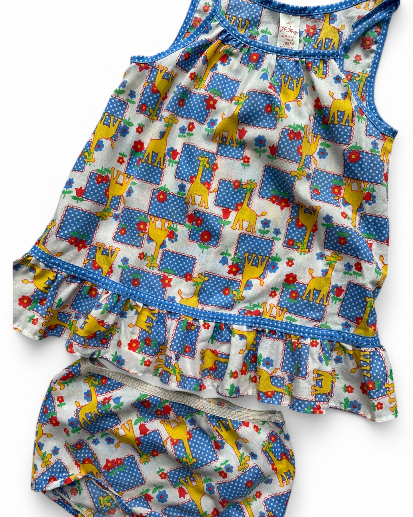 Vintage 80's Her Majesty giraffe print dress & bloomers