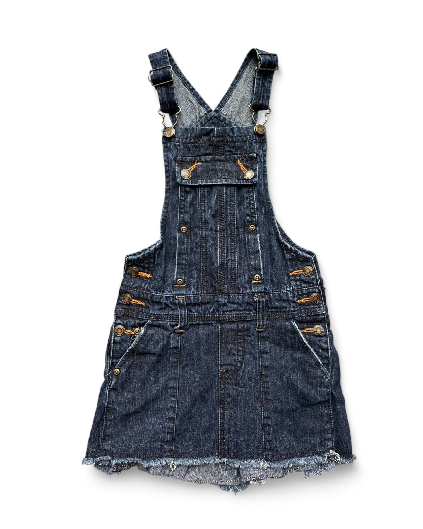 Faded Glory vintage 90s dark wash denim dungaree kids dress
