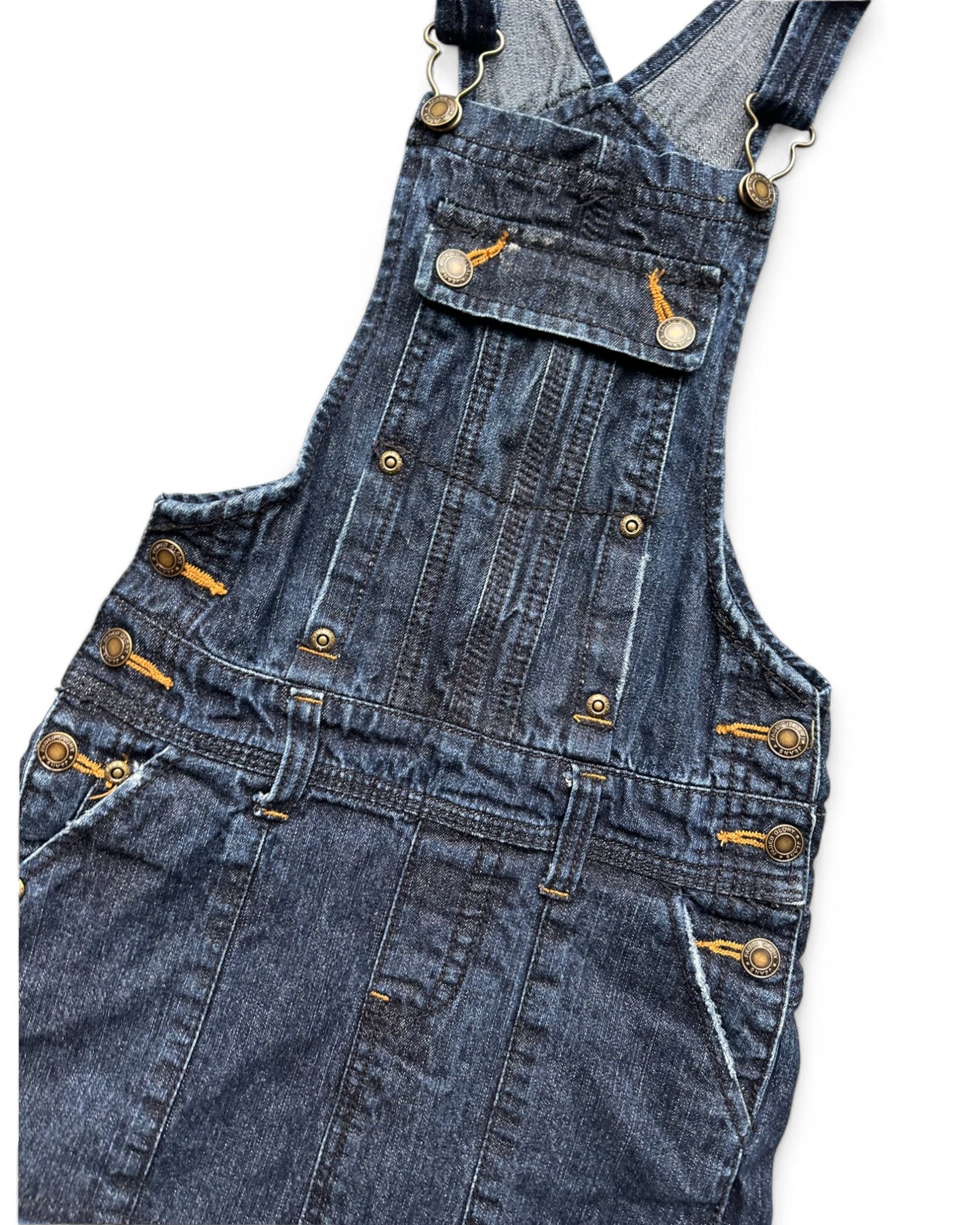 Faded Glory vintage 90s dark wash denim dungaree kids dress