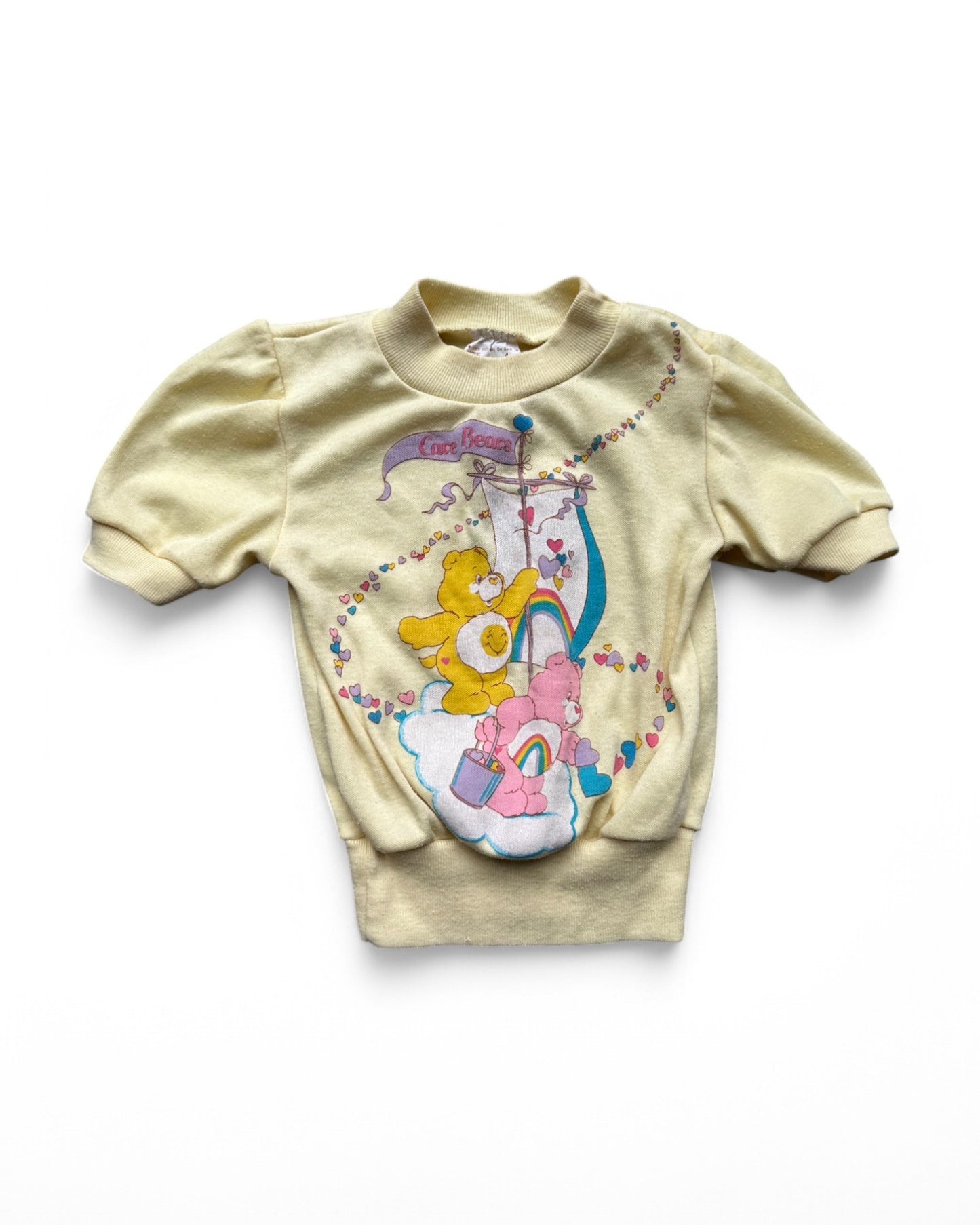 Care Bears vintage 80's yellow short sleeve sweatshirt