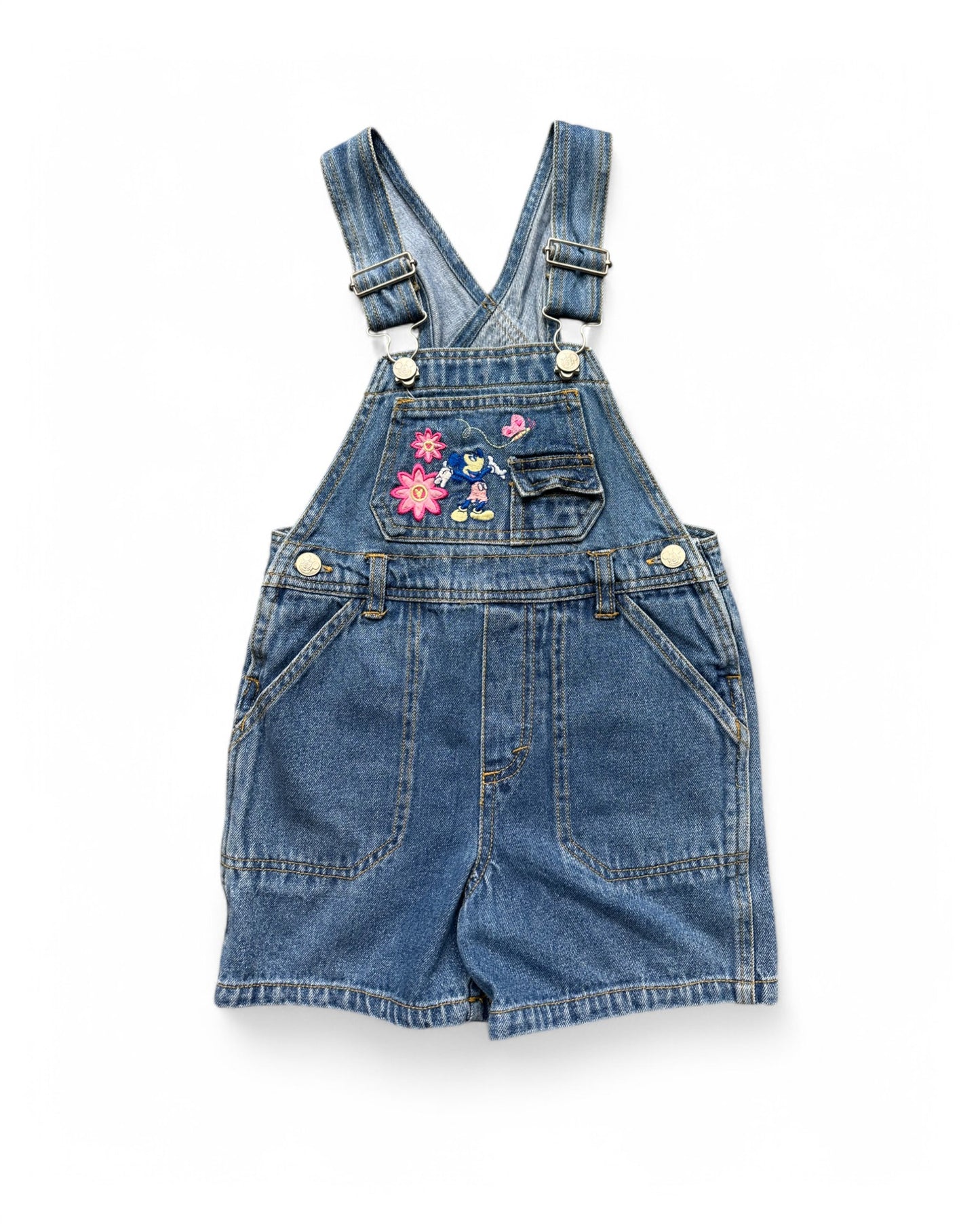 Vintage 90's MIckey & Co Minnie Mouse embroidered denim short dungarees