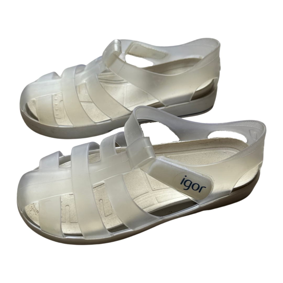 Igor Kids star jelly sandals in white/clear (UK12/EU30)