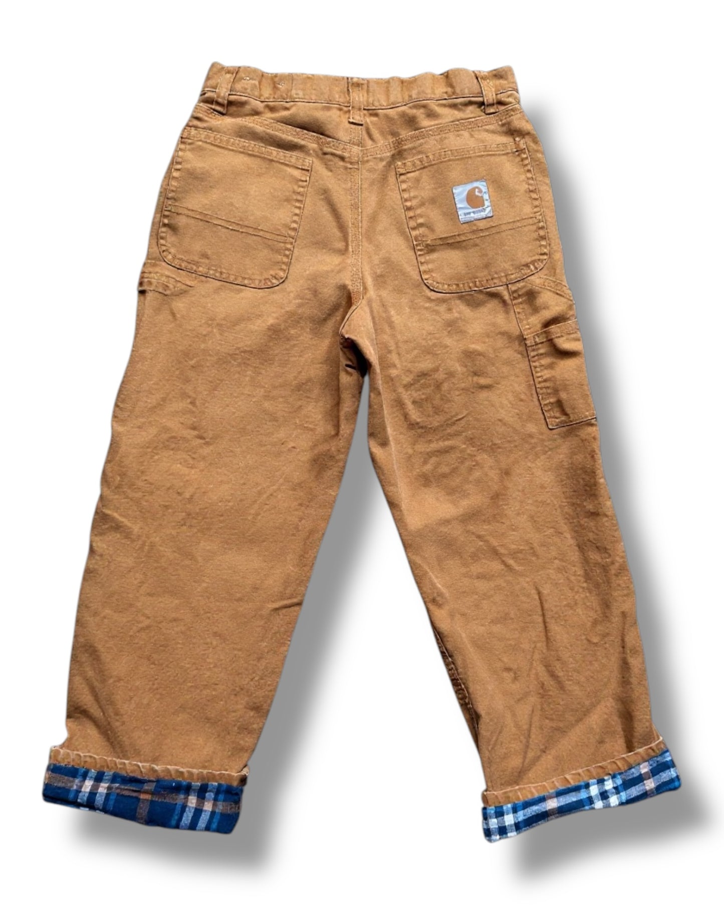 Carhartt carpenter jeans in tan with checked lining
