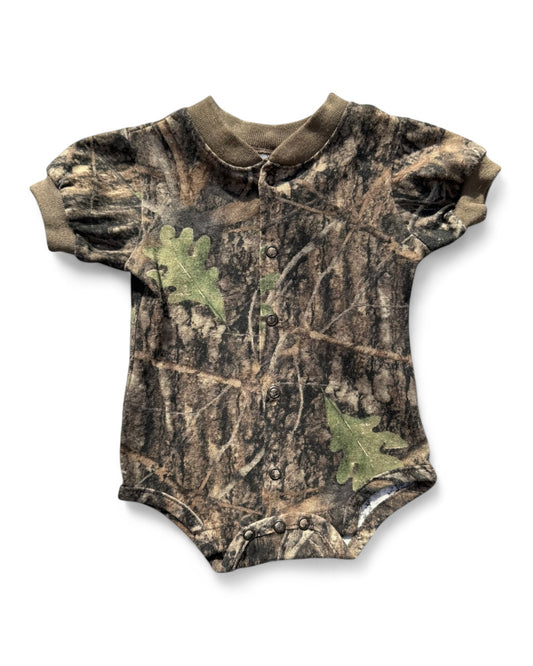 Jordan Lee real tree camo print baby onesie