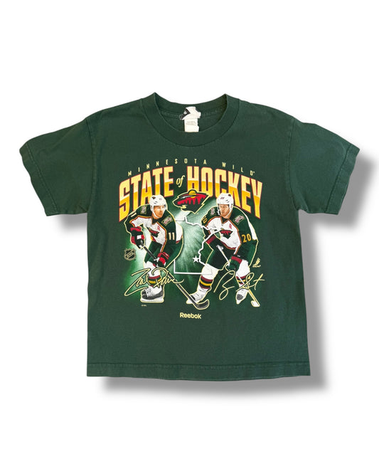 Vintage Reebok x Minnesota Wild State Hockey kids t shirt in green