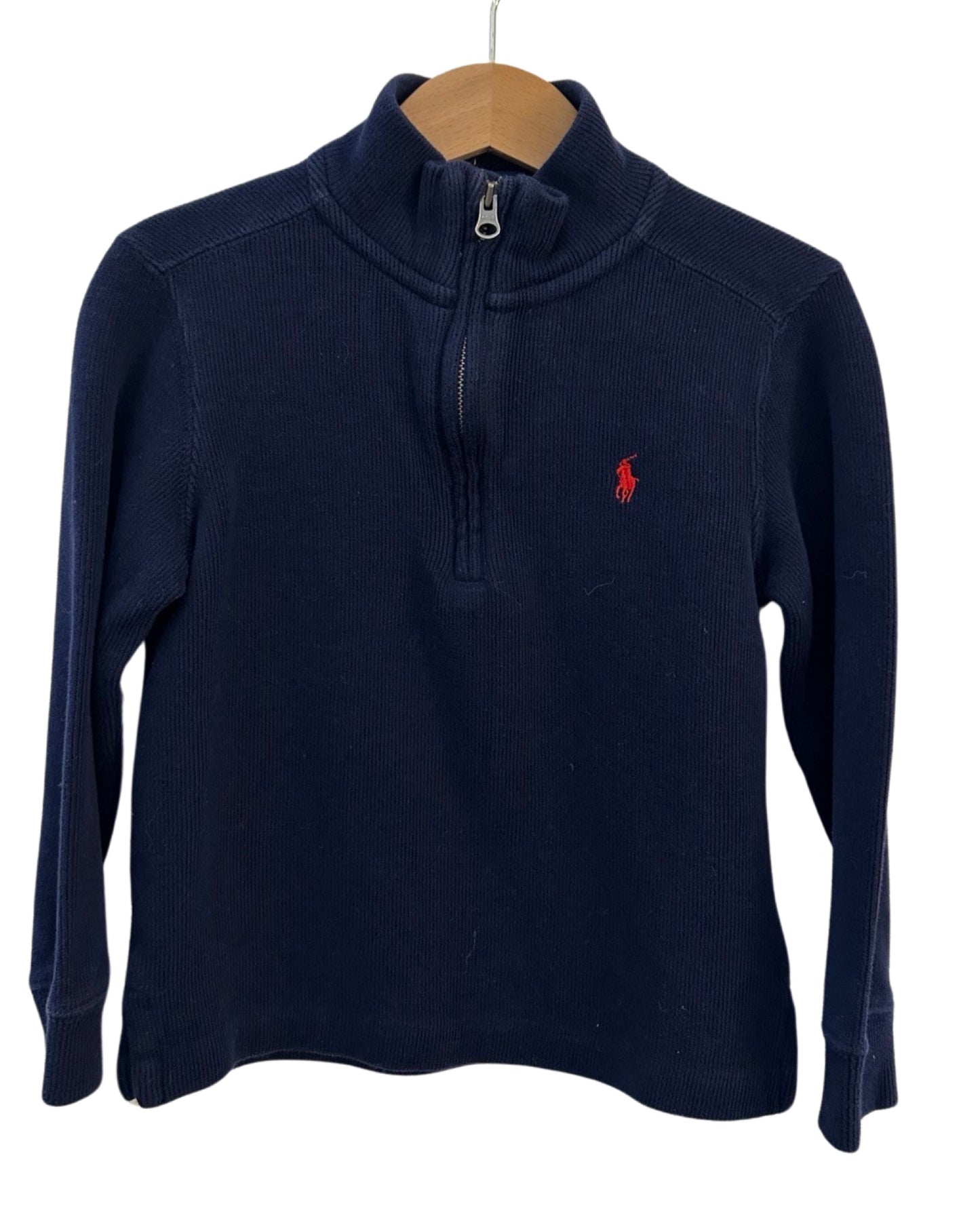 Ralph Lauren navy jersey quarter zip sweater