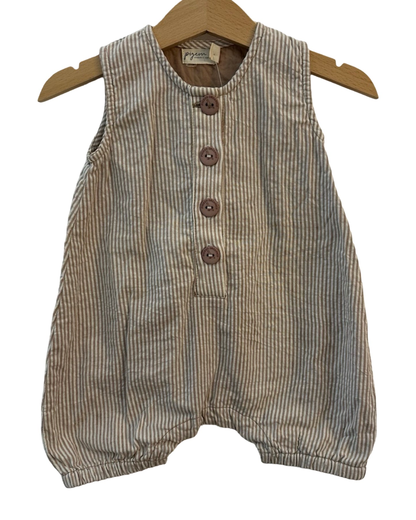 Pigeon Organics striped cotton romper (3-6mths)
