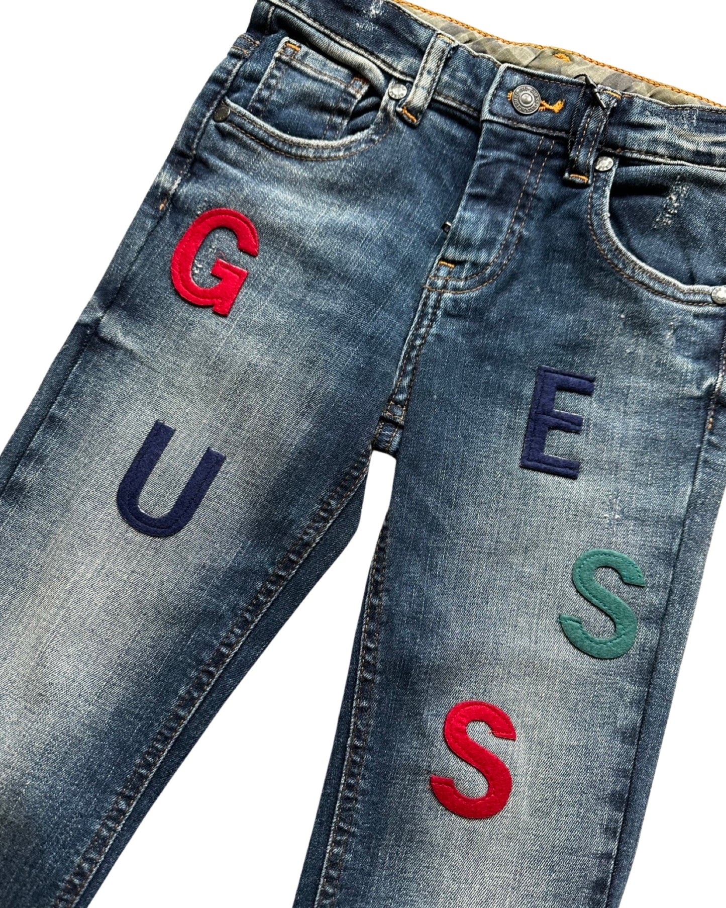 Guess dark wash logo patch jeans (4-5yrs)