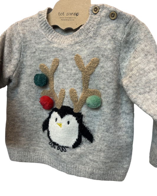 M&S christmas penguin jumper (size 3-6mths)