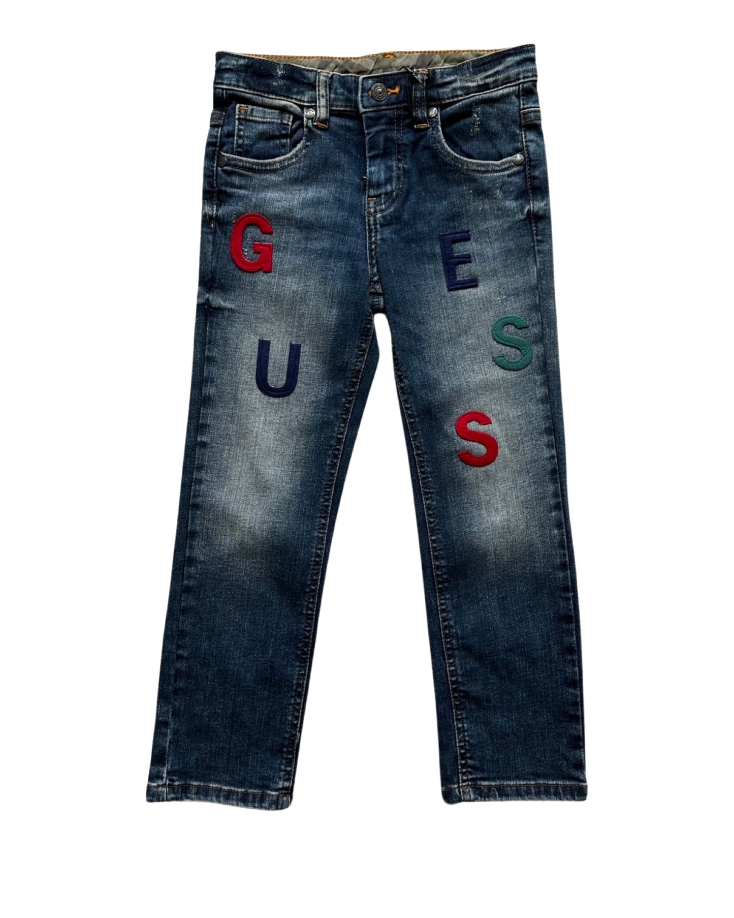 Guess dark wash logo patch jeans (4-5yrs)