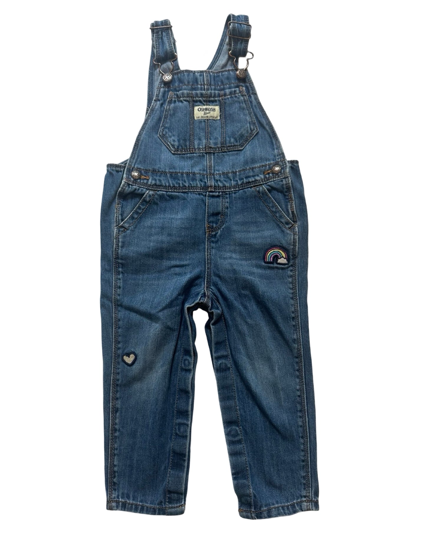 Oshkosh mid wash dungarees with patch embroidery