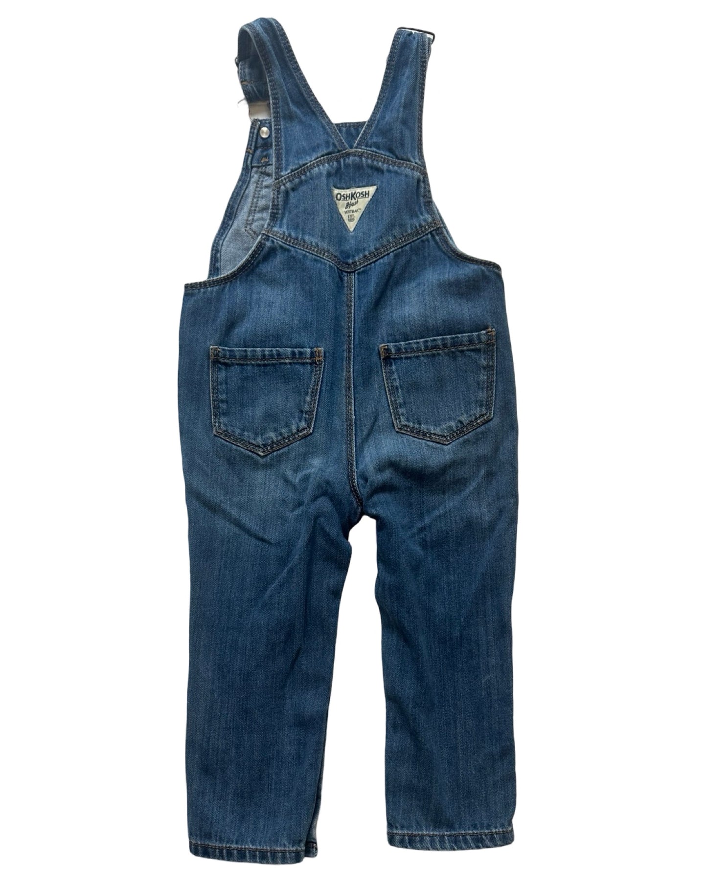 Oshkosh mid wash dungarees with patch embroidery