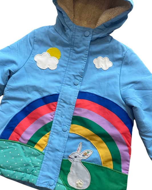 Boden kids rainbow light blue jacket (5-6yrs)