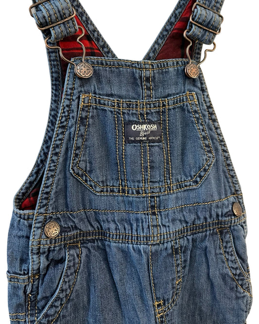 Oshkosh carpenter style mid wash dungarees with checked lining