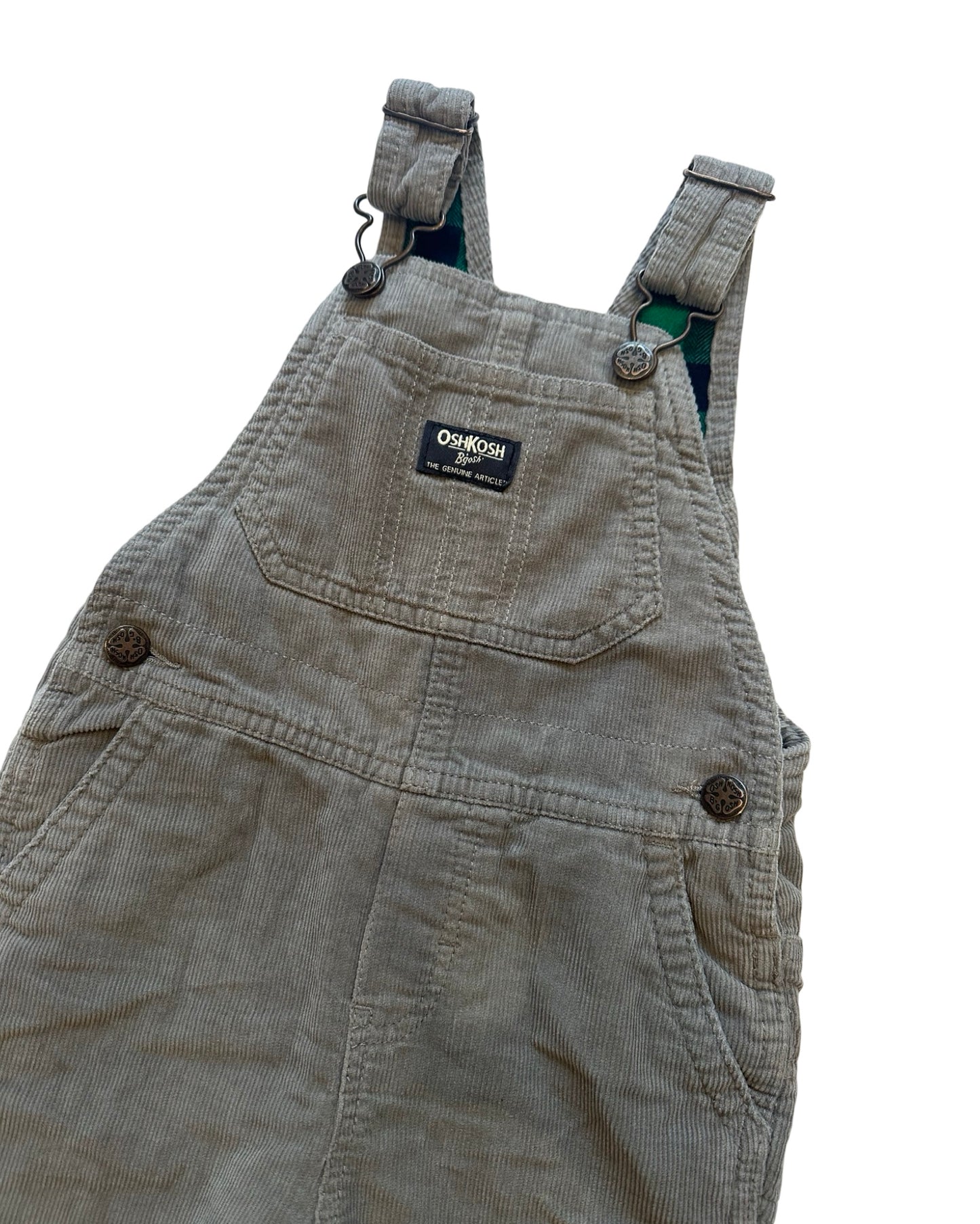 Oshkosh grey cord dungarees with checked lining