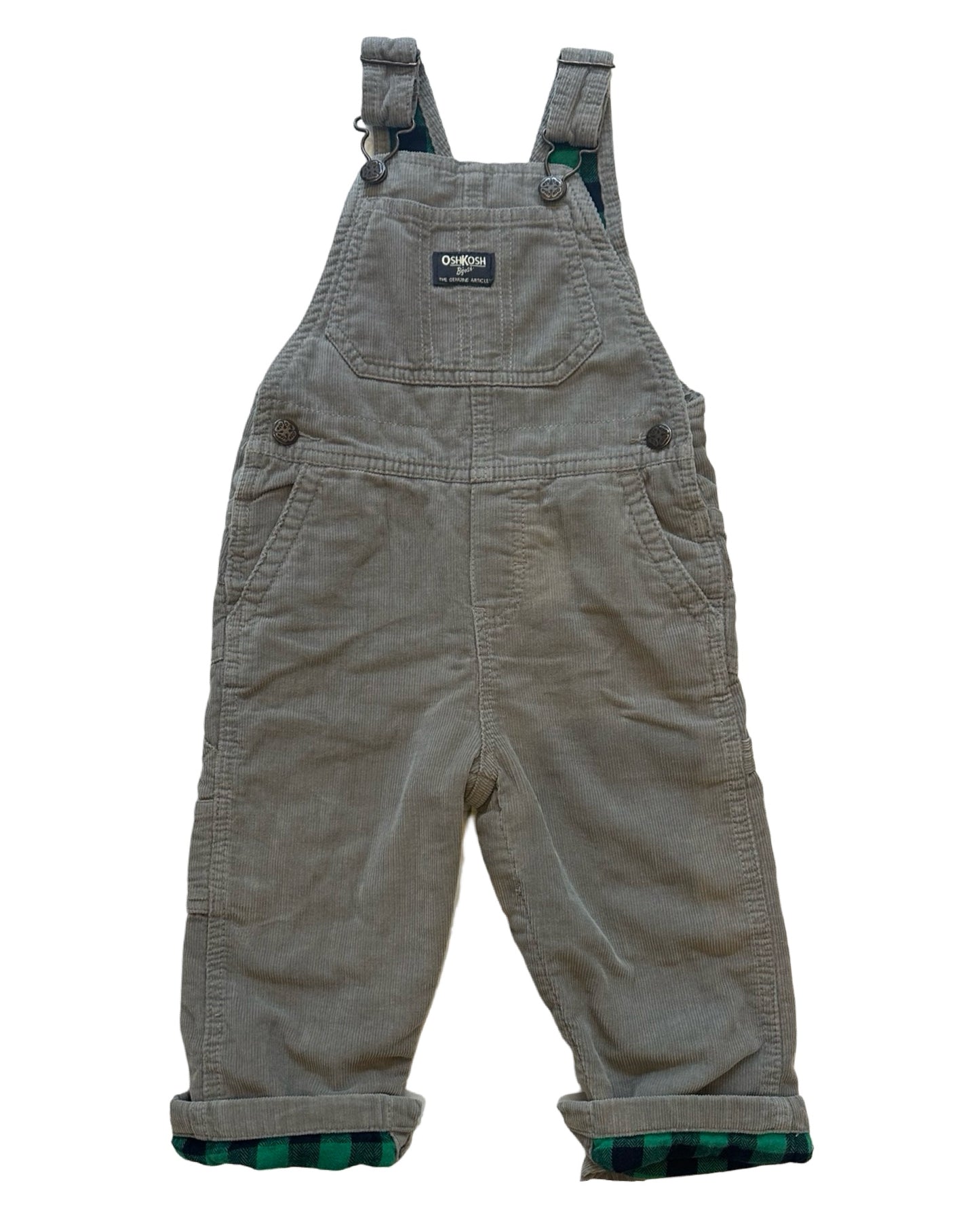 Oshkosh grey cord dungarees with checked lining