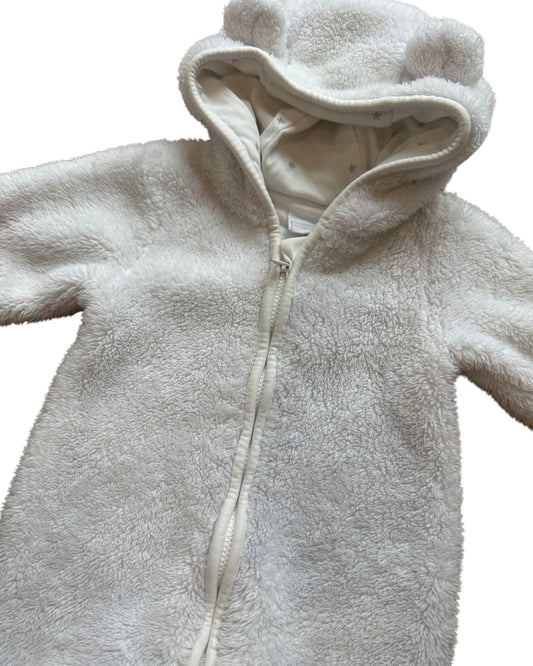 Little White Company recycled fleece romper (0-3mths)