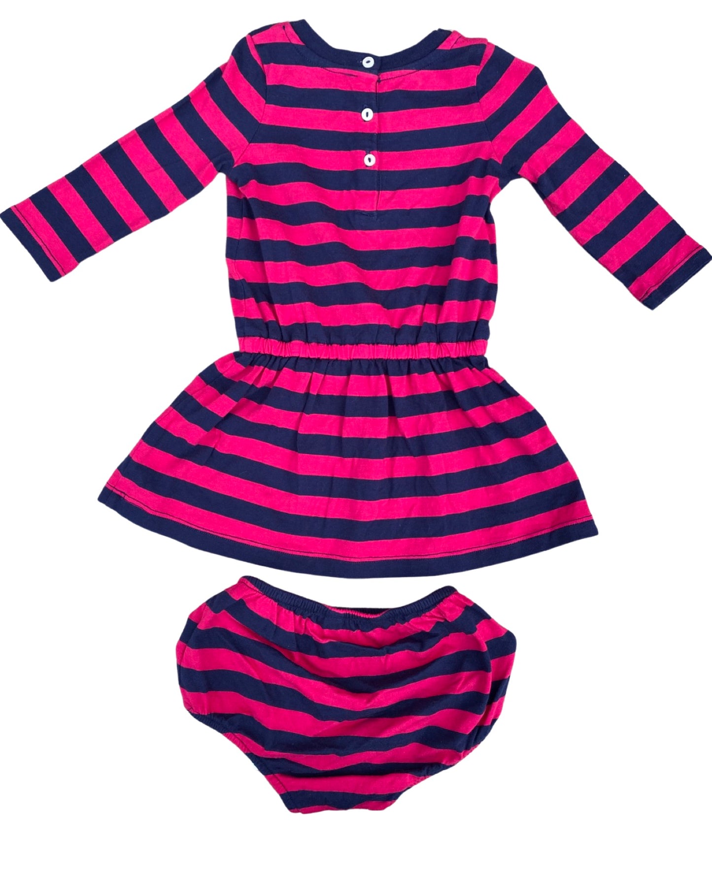 Ralph Lauren striped navy/pink jersey dress with matching nappy cover