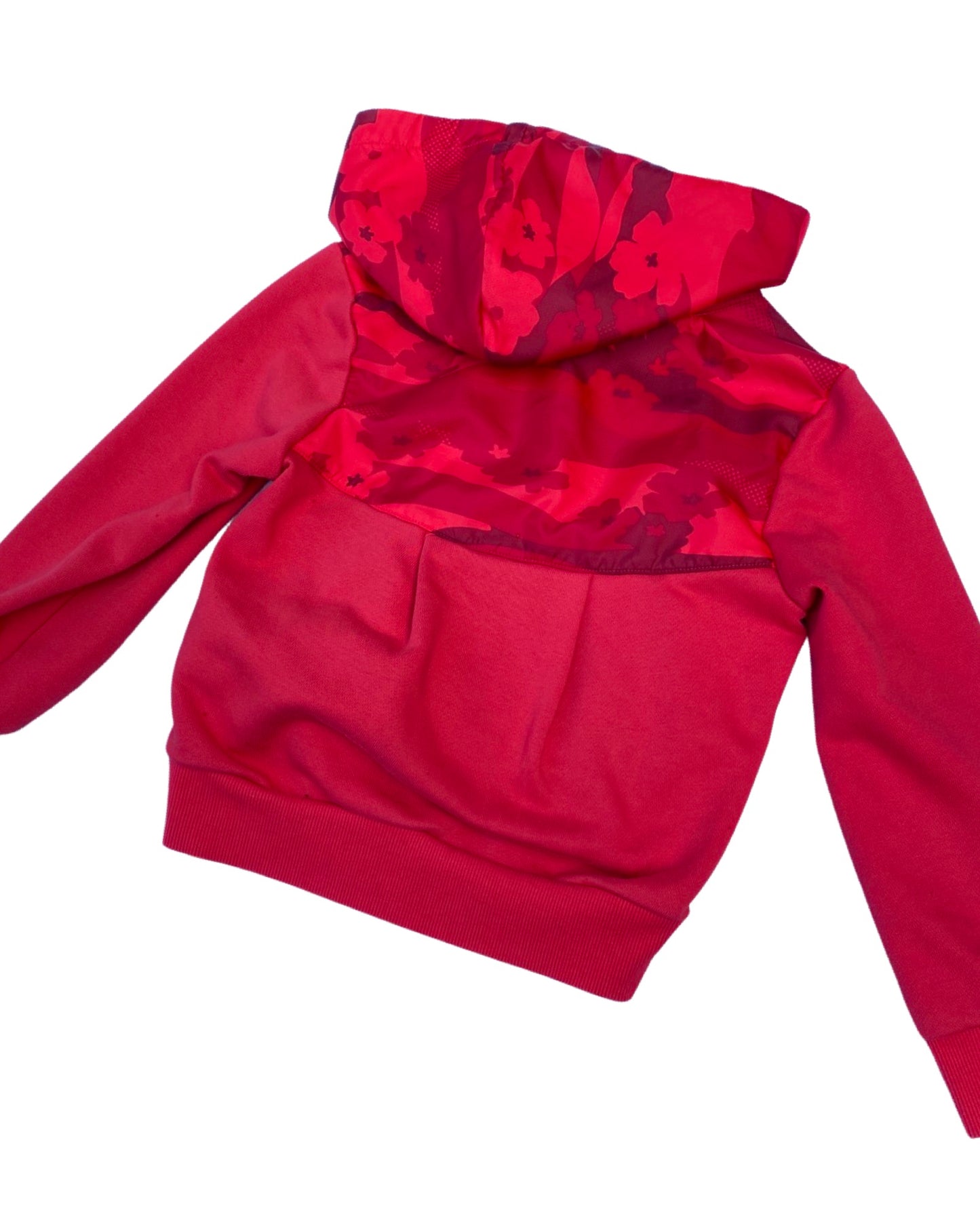 Vintage Adidas zip up track top with camo effect hood (5-6yrs)