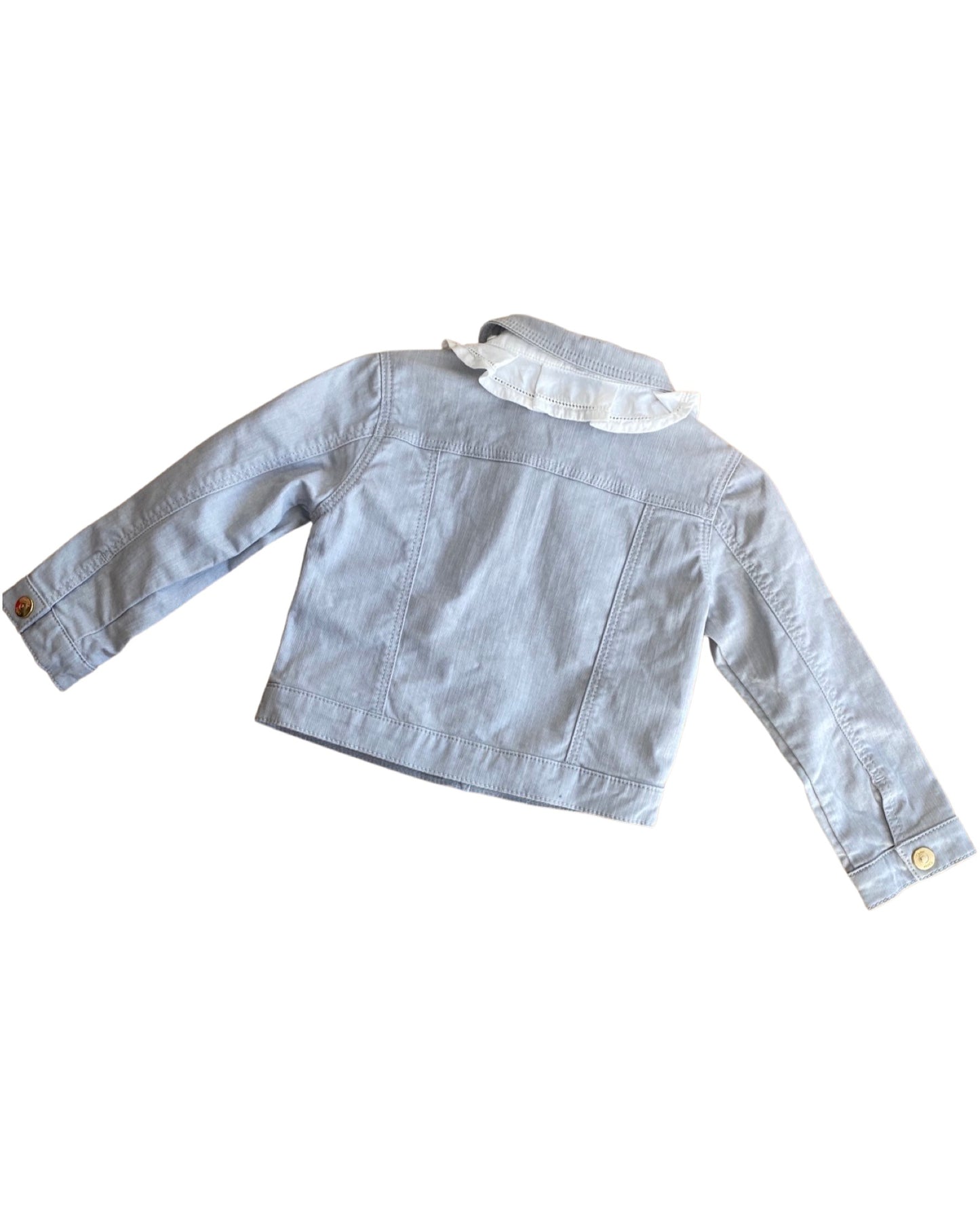 Chloé light grey denim jacket with frilled collar