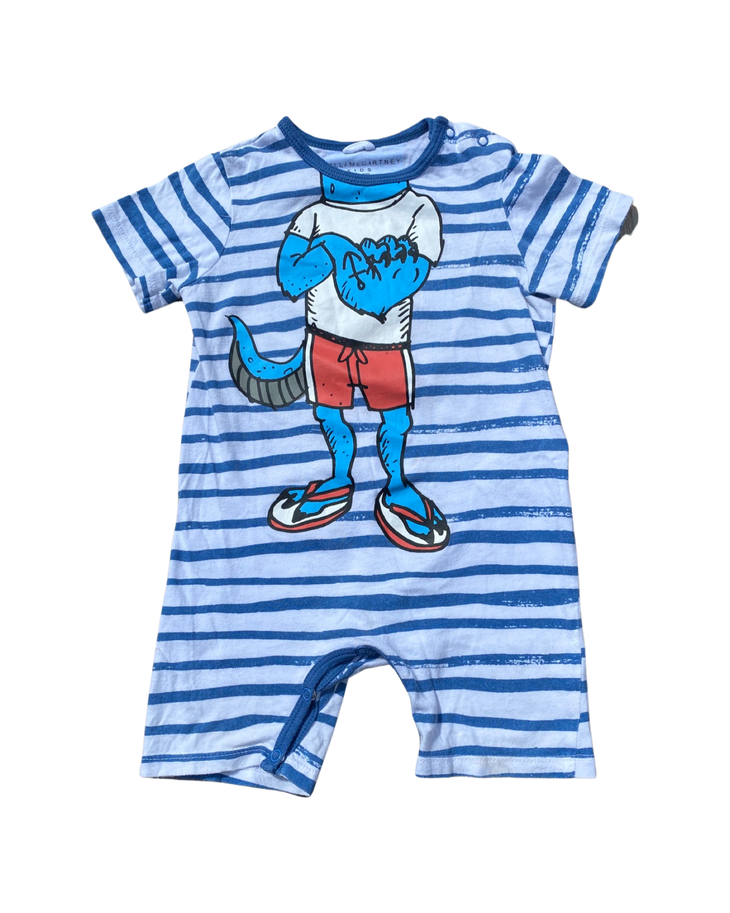 Stella Mcartney monster print striped one piece (6-9mths)