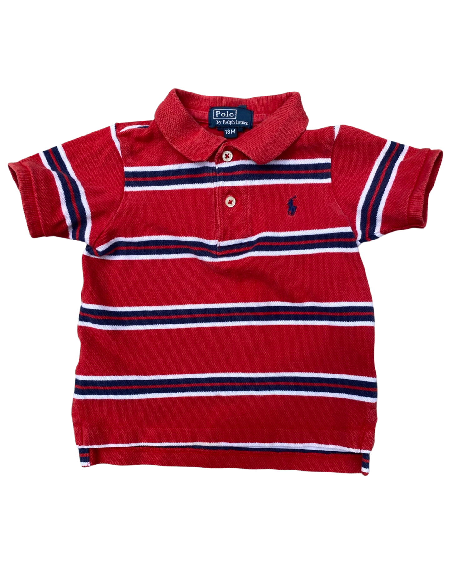 Ralph Lauren red & navy striped polo shirt