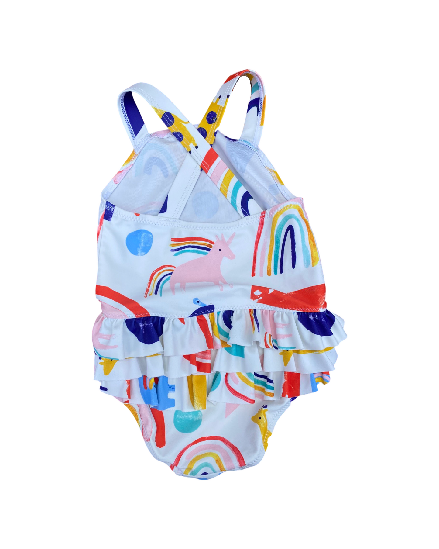 M&S unicorn rainbow print swimsuit (size 12-18mths)