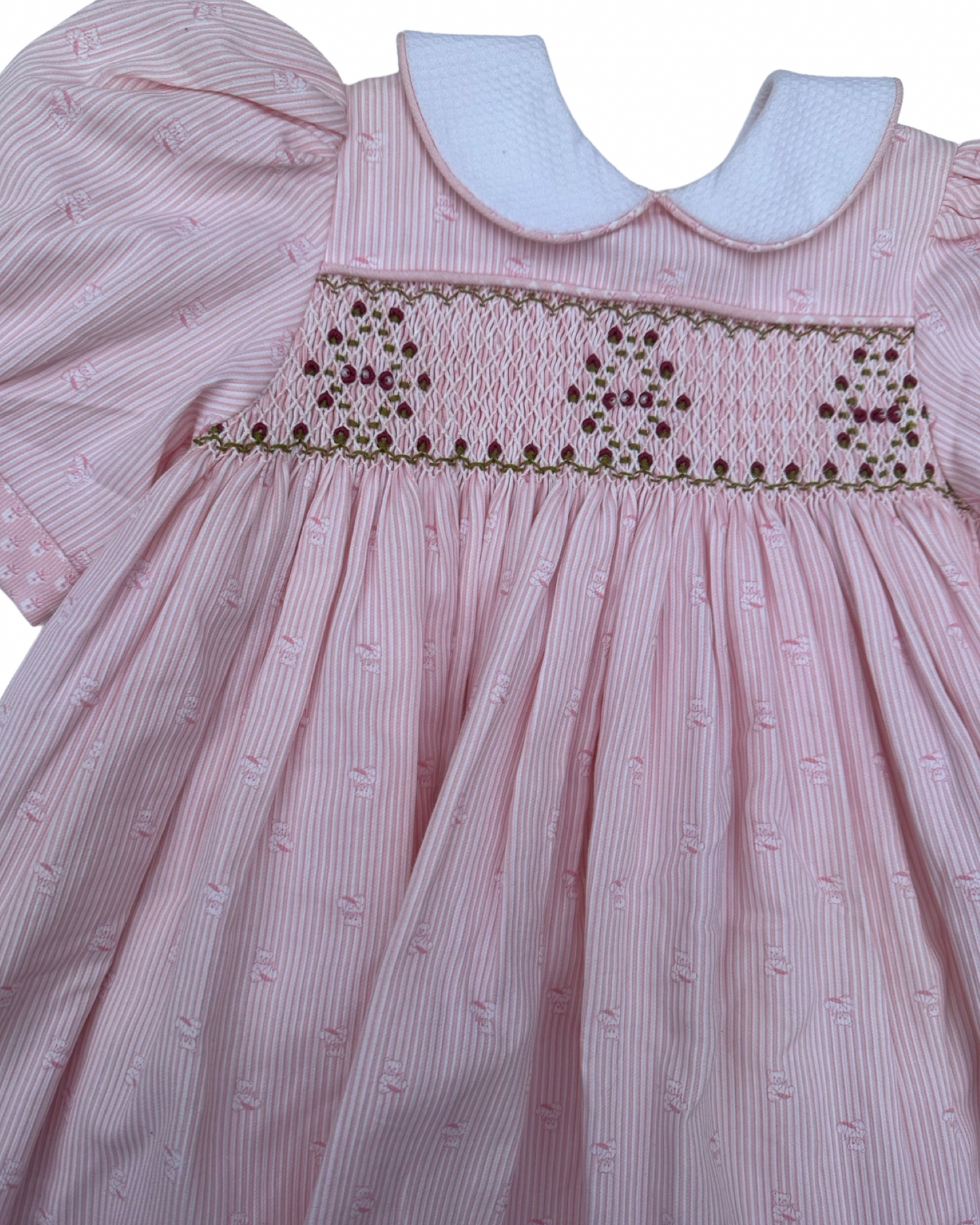 Handmade smocked cotton dress in pale pink (size 2-3yrs)