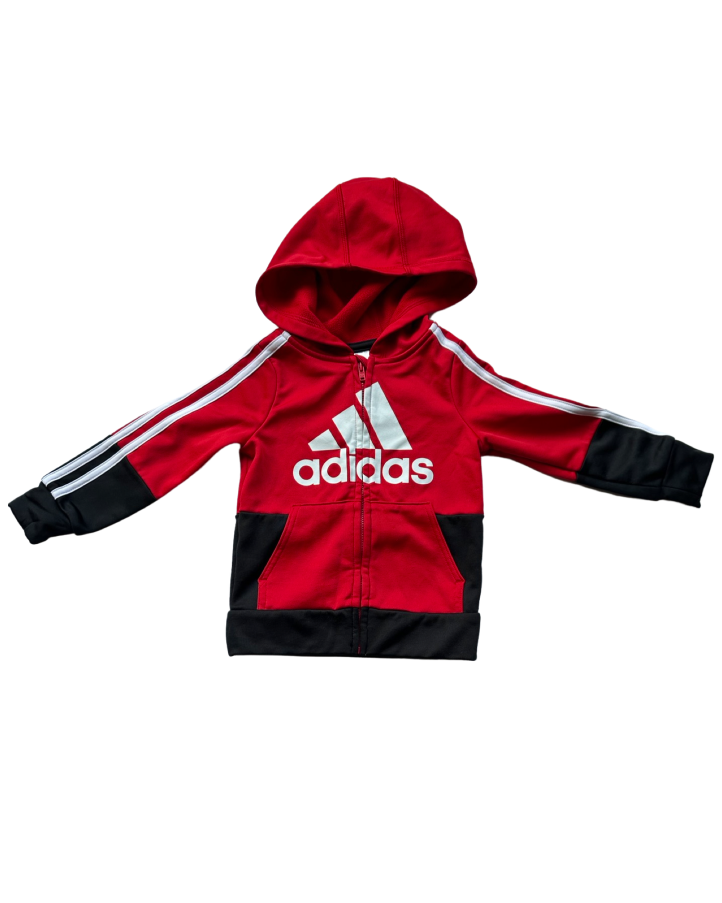 Vintage Adidas hooded track jacket in black/red (1-2yrs)