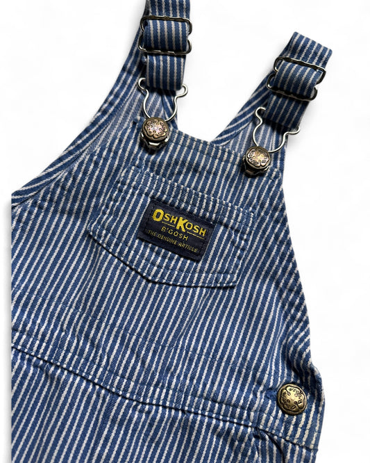 Oshkosh vintage blue hickory stripe short dungarees