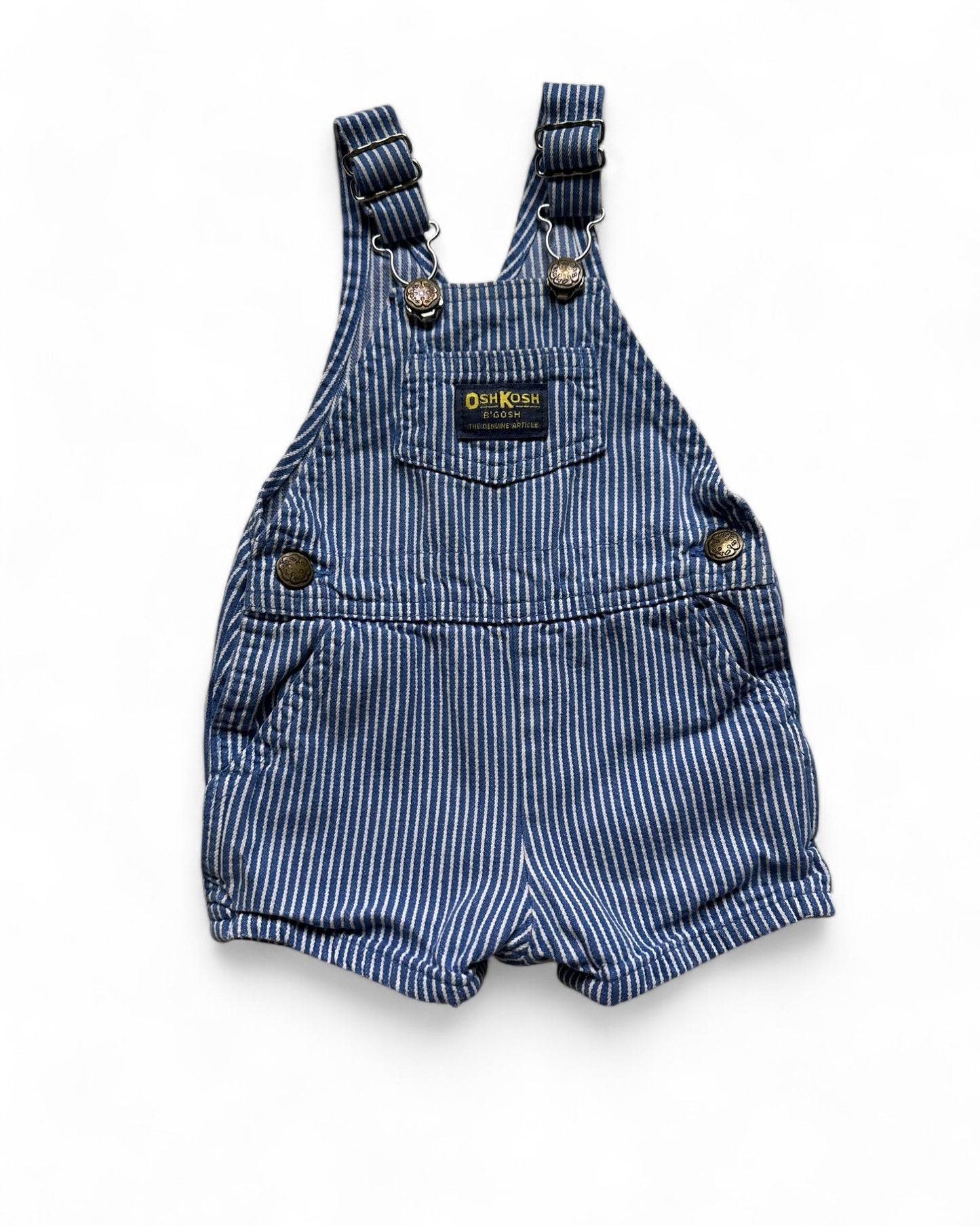 Oshkosh vintage blue hickory stripe short dungarees