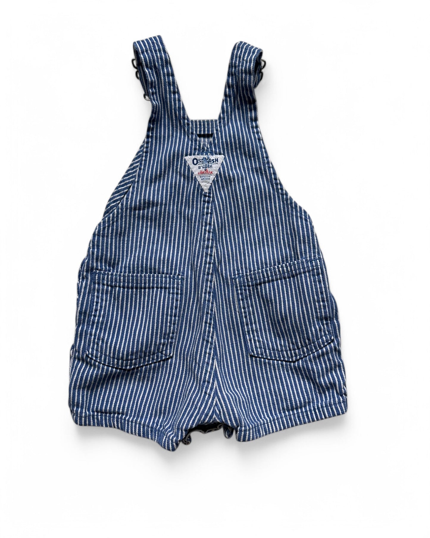 Oshkosh vintage blue hickory stripe short dungarees