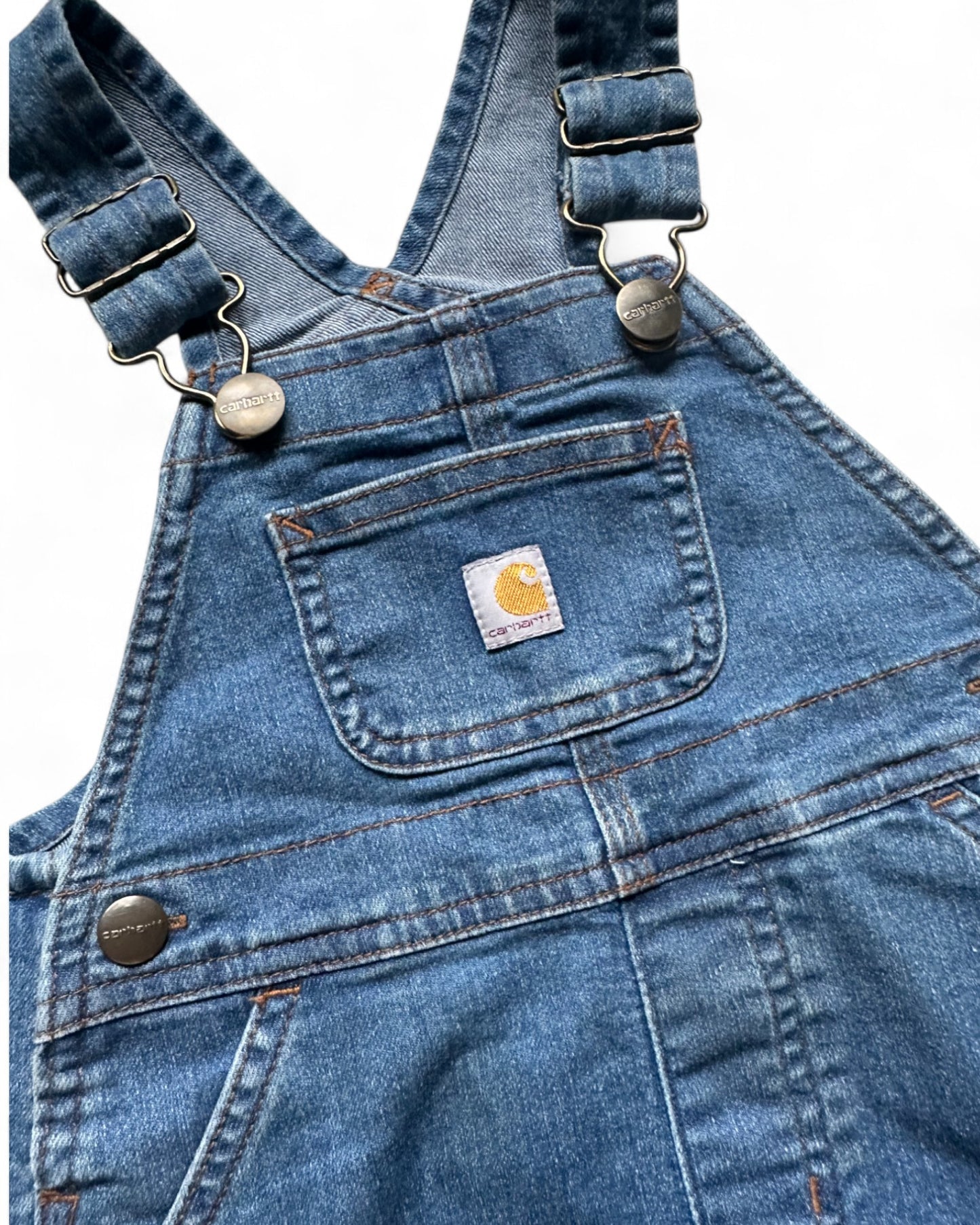 Carhartt mid wash denim short dungarees