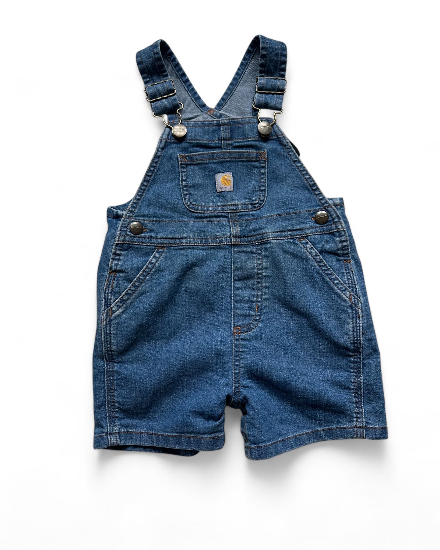 Carhartt mid wash denim short dungarees