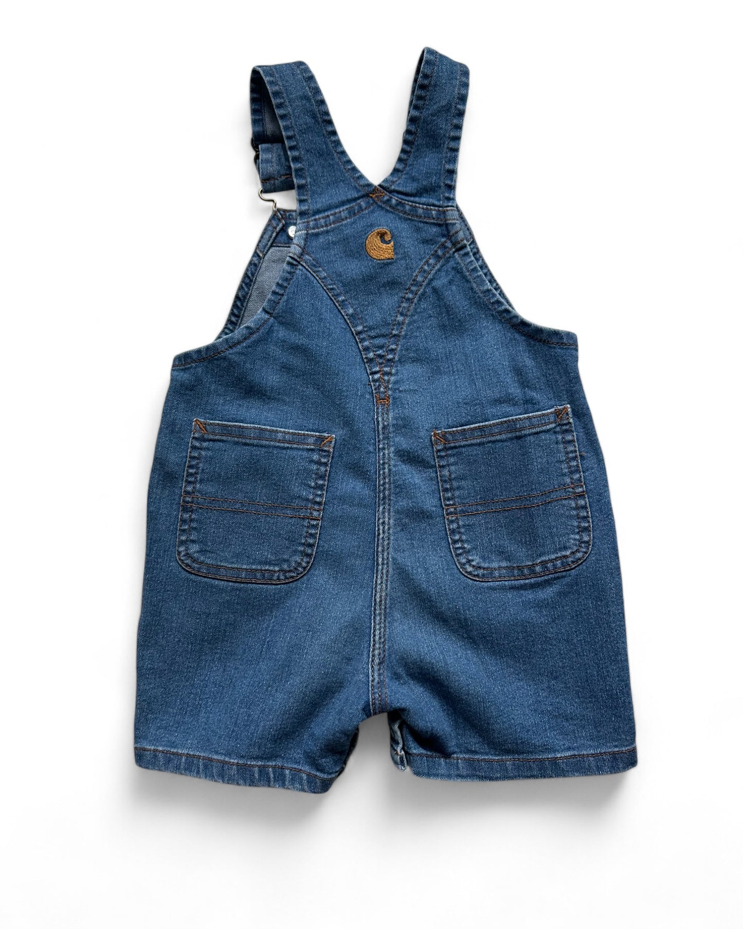 Carhartt mid wash denim short dungarees